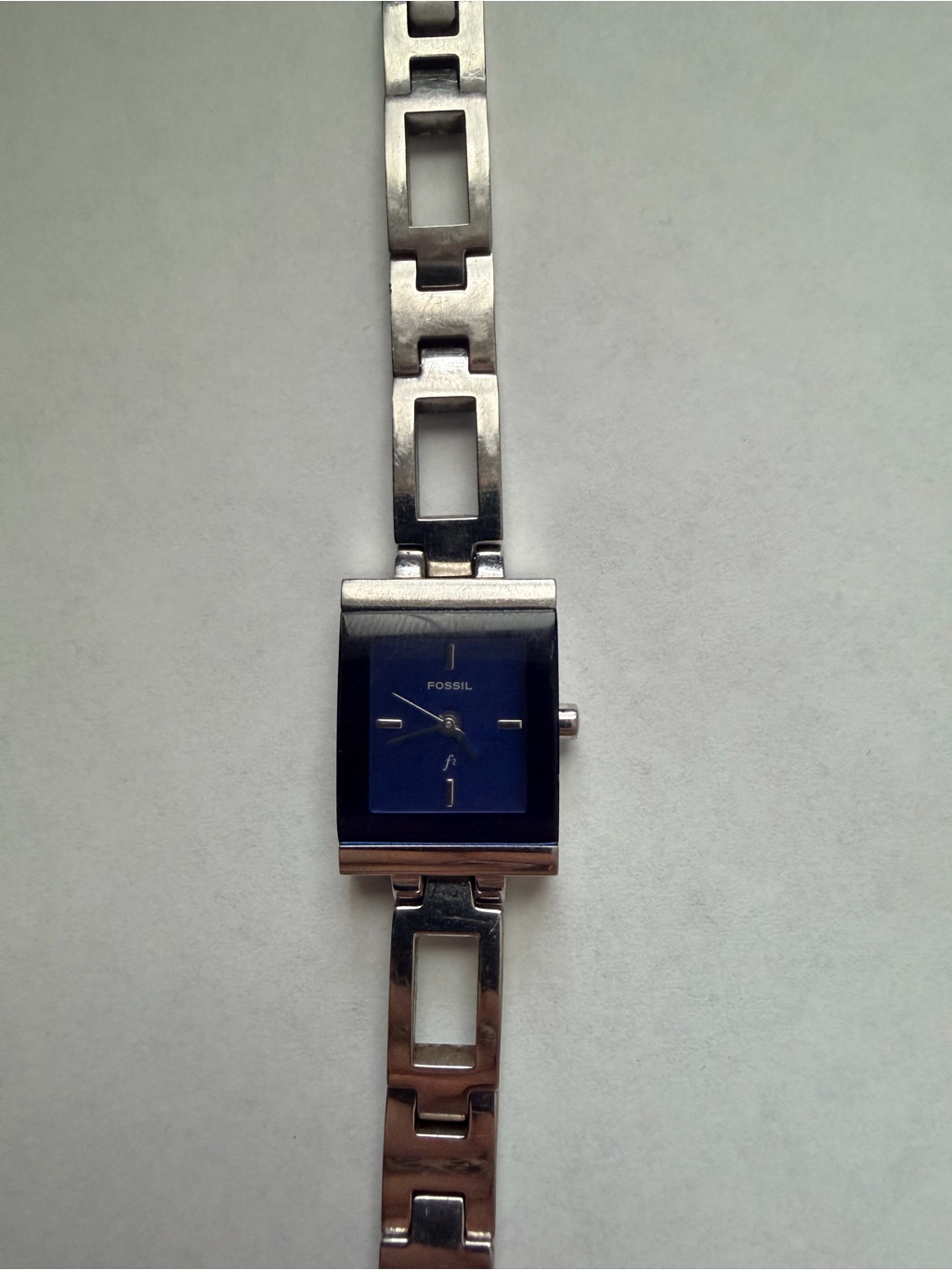 Fossil Silver Bracelet Watch With Navy Blue Dial